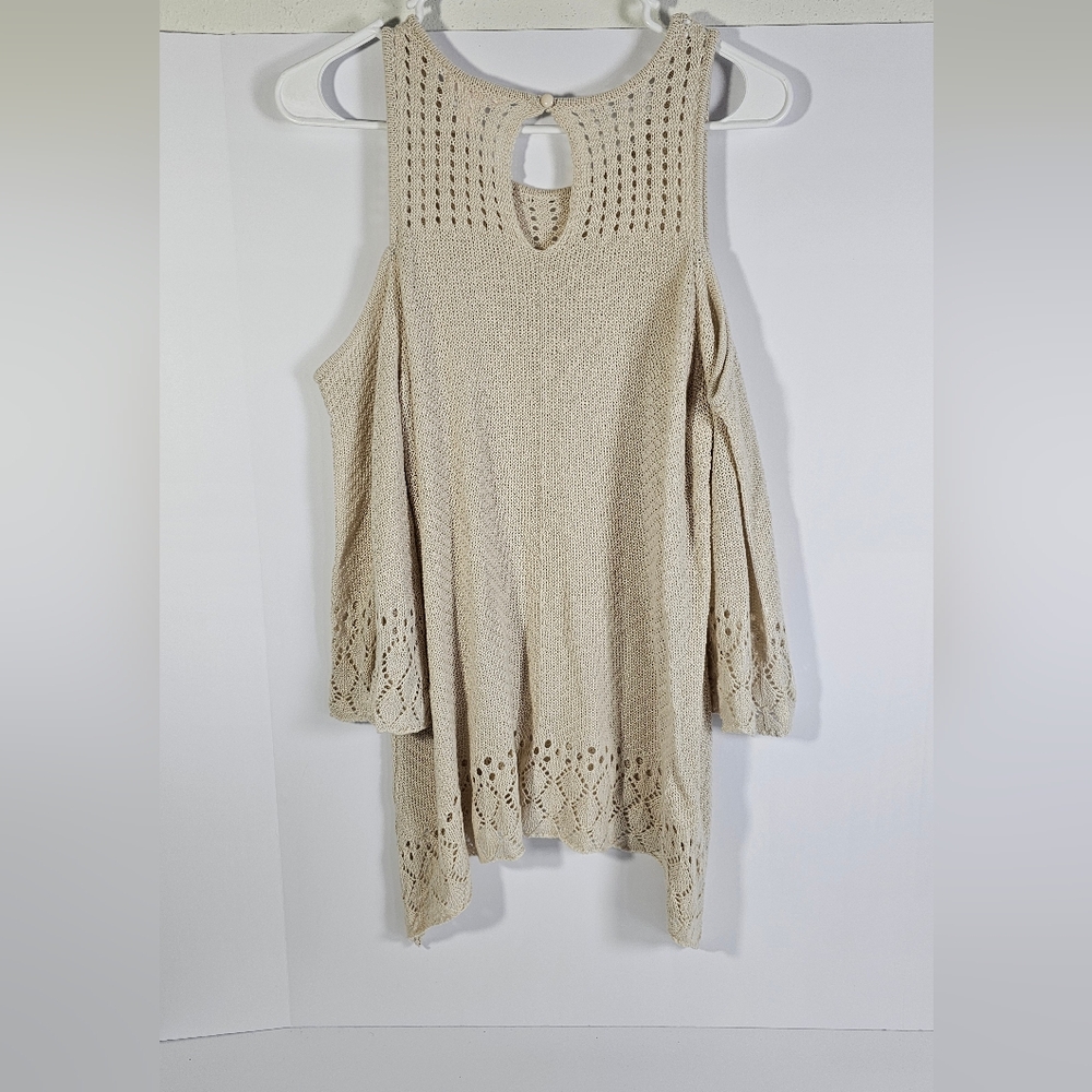 LC Lauren Conrad Off-the-Shoulder Beige Sweater - Picture 3 of 4